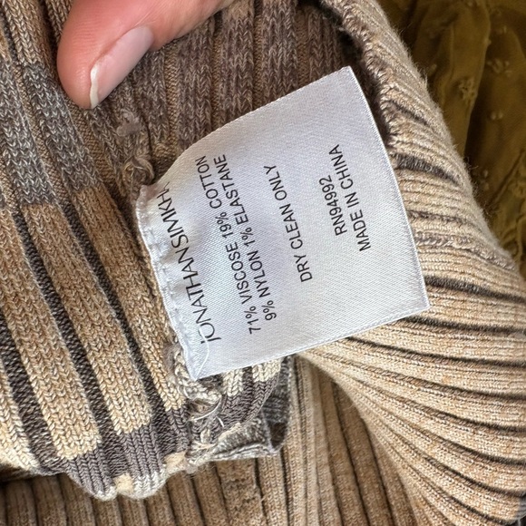 Jonathan Simkhai Ribbed Knit Sweater in Tan and Gray - Picture 9 of 9